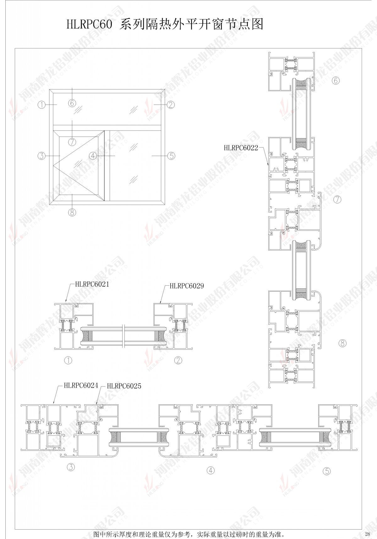 HLRPC60系列隔熱外開平窗節(jié)點圖